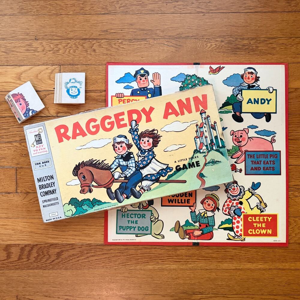 Raggedy Ann Game EARLY VARIANT 1954 Milton Bradley 4310-5 Printed Rules
